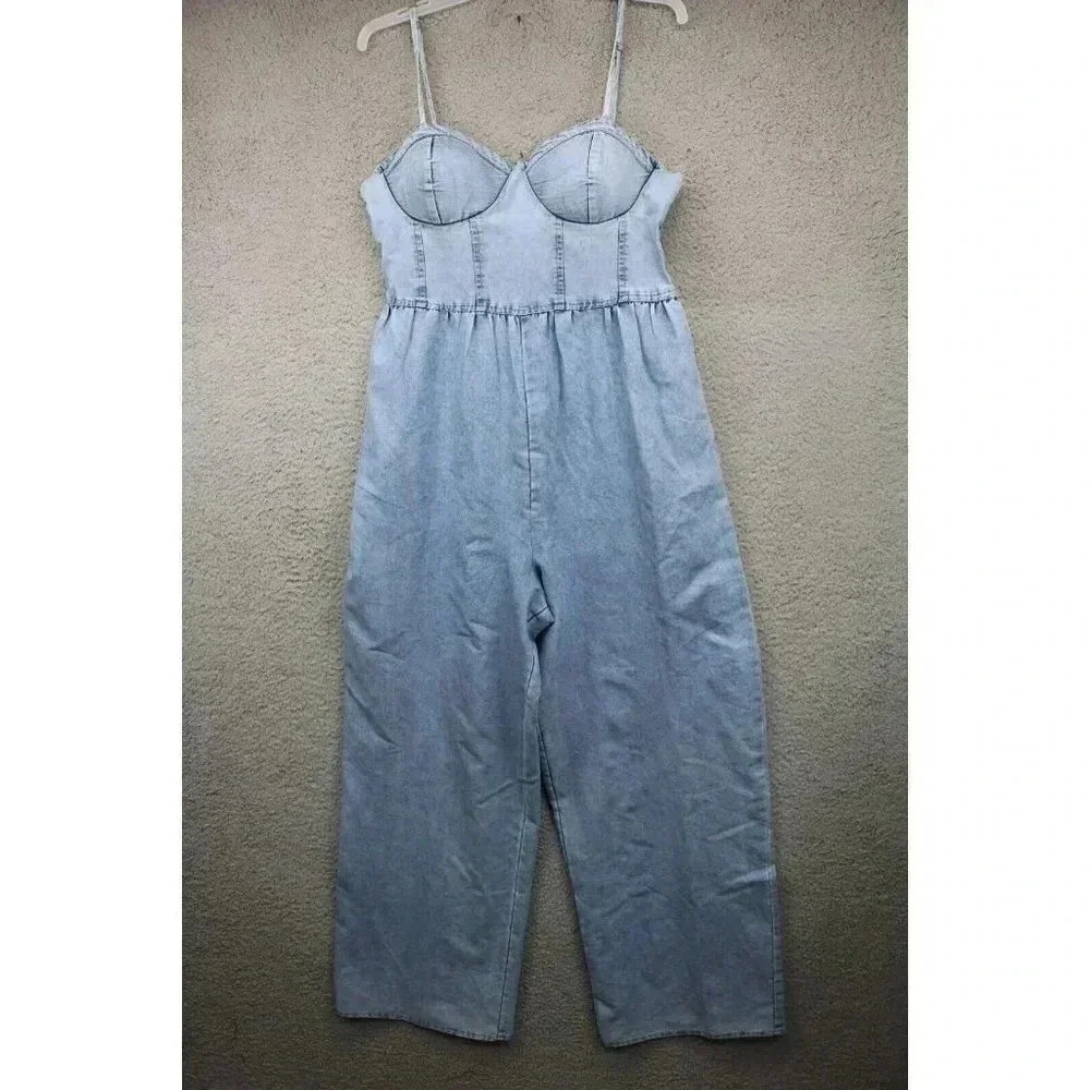 B.O.G. Collection Women's Jumpsuit-Size Large Jrs.-Pockets-Wide Legs-Retro